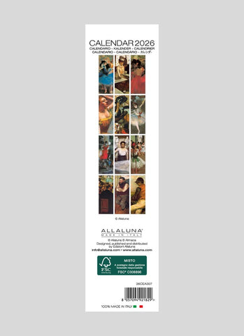 Degas Bookmark Calendar 2026 - back