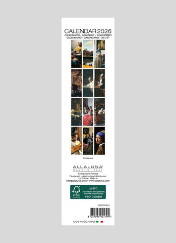 Vermeer Bookmark Calendar 2026 - back