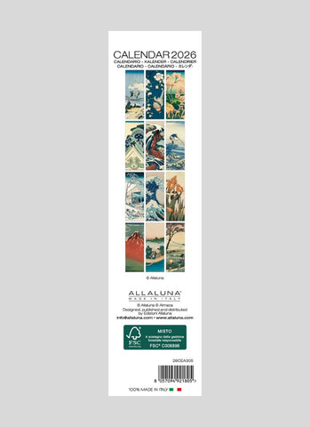 Hokusai Bookmark Calendar 2026 - back