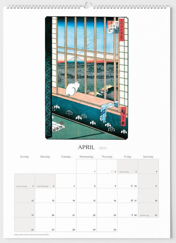 Japanese Woodblock Prints Large Wall Calendar 2026 (Format One) - month sample