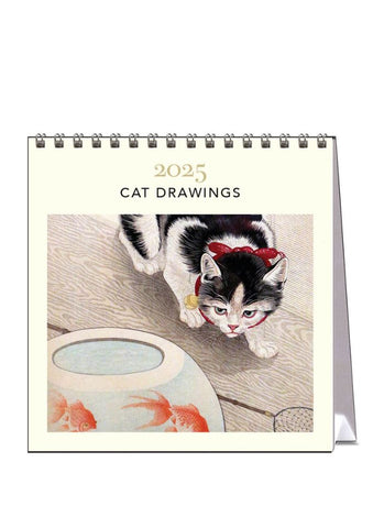 Cat Drawings Desk Calendar 2025