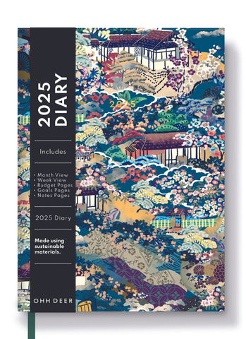 Ohh Deer A5 Large Diary 2025 - Japanese Chinoiserie