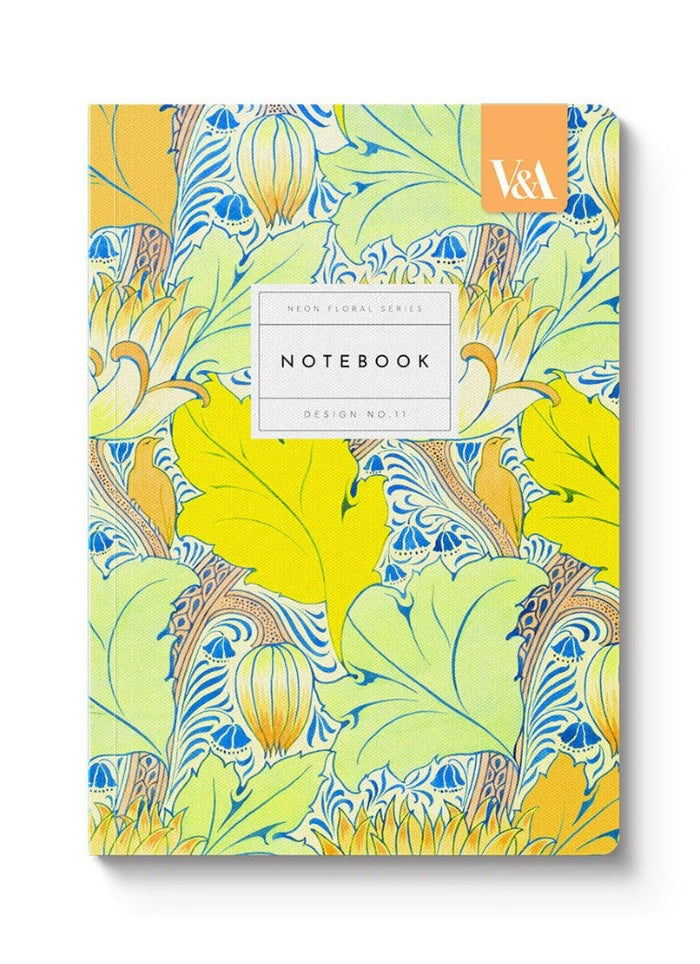 V&A A5 Soft Cover Notebook-Neon Floral Arts & Crafts