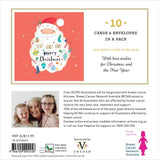 Packaging of Christmas cards with a Santa Claus design and promotional text for Breast Cancer Network Australia.