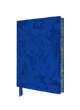 Blue notebook with abstract design on a white background