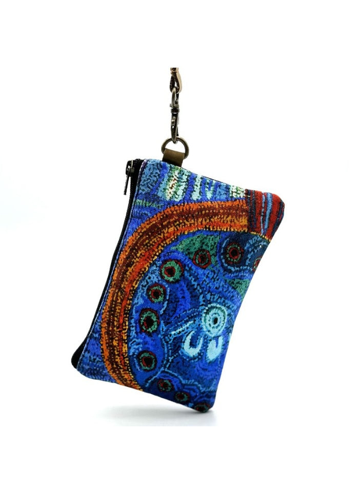 A small purse produced by Better World Arts and based on artwork by Julie Woods.