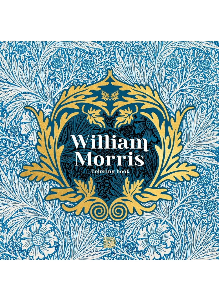 William Morris coloring book cover with decorative floral design