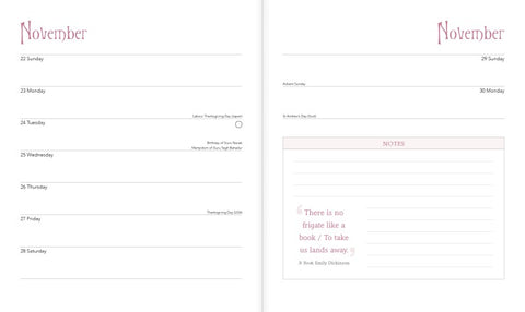 The Book Lover's Desk Diary 2026 - internal view