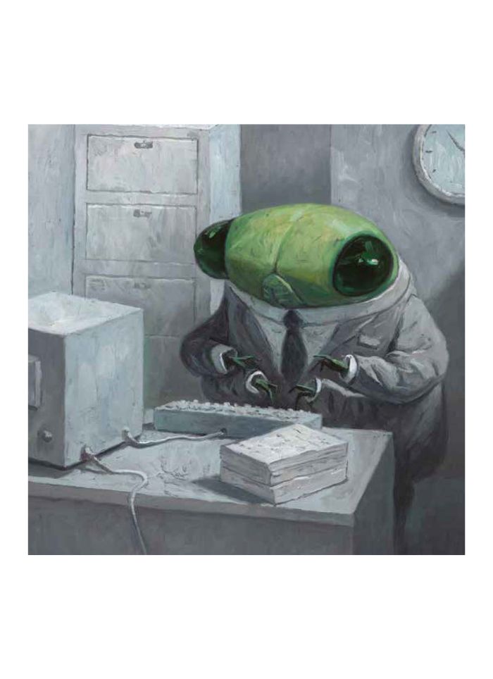 Shaun Tan art card  - Desk Job