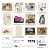 Calendar cover featuring illustrations of cats in art with Tate branding
