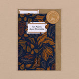Book cover with chocolate-themed design on a beige background