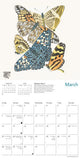 Calendar with butterfly illustrations for March on a white background