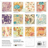 Calendar 2027 featuring Spitalfields Silks with various floral and geometric patterns.