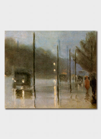 Clarice Beckett Art Card - Rainy Evening, City