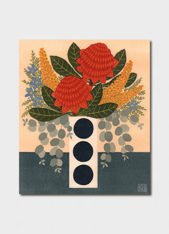 Kate Hudson art card - Silky Oak and Waratah