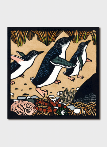 Kit Hiller art card - Fairy Penguins