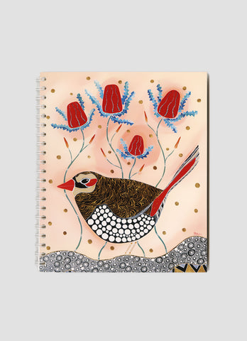 Melanie Hava Small Notebook - Red Eared Finch