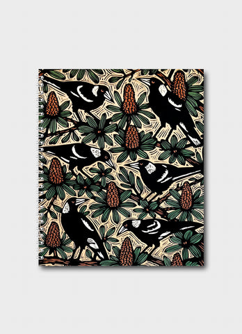 Bruce Goold Small Notebook - Magpies and Banksias