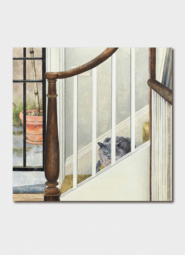 Cressida Campbell - Otto on the Stairs