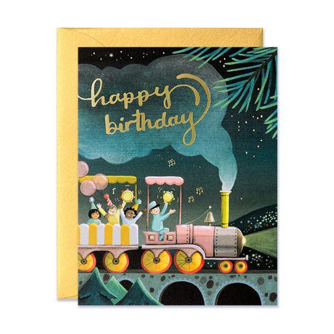 Joo Joo Paper Foil Card - Train Birthday