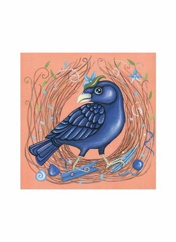 Sandra Kendell art card - Regent Bowerbird
