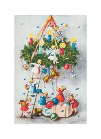 Advent Calendar Card - Angels by an Advent Wreath