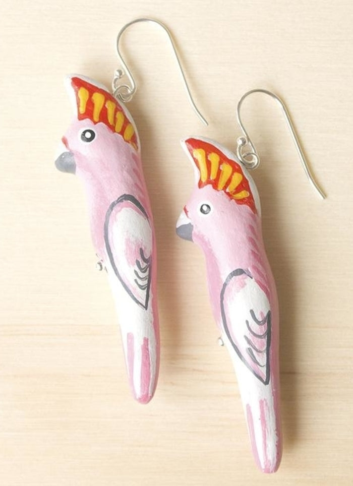 Songbird Earrings - Major Mitchell Cockatoo