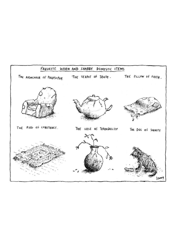 Leunig cartoon card - The Good Uses of a Tired Husband