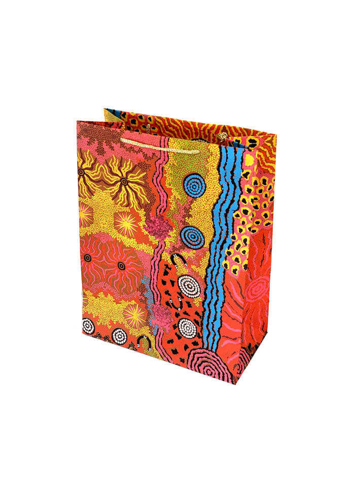 Better World Arts Handmade Paper Gift Bag - Damien and Yilpi Marks (975)