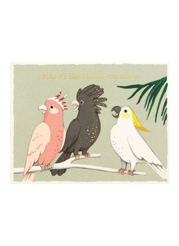 Joo Joo Paper Foil Card - Cockatoo Birthday