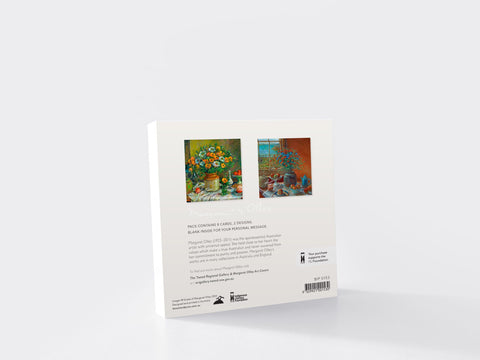 Book cover with images of flowers and text on a white background