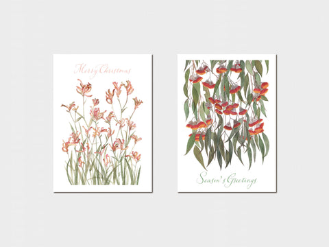 2 cards with Australian floral designs