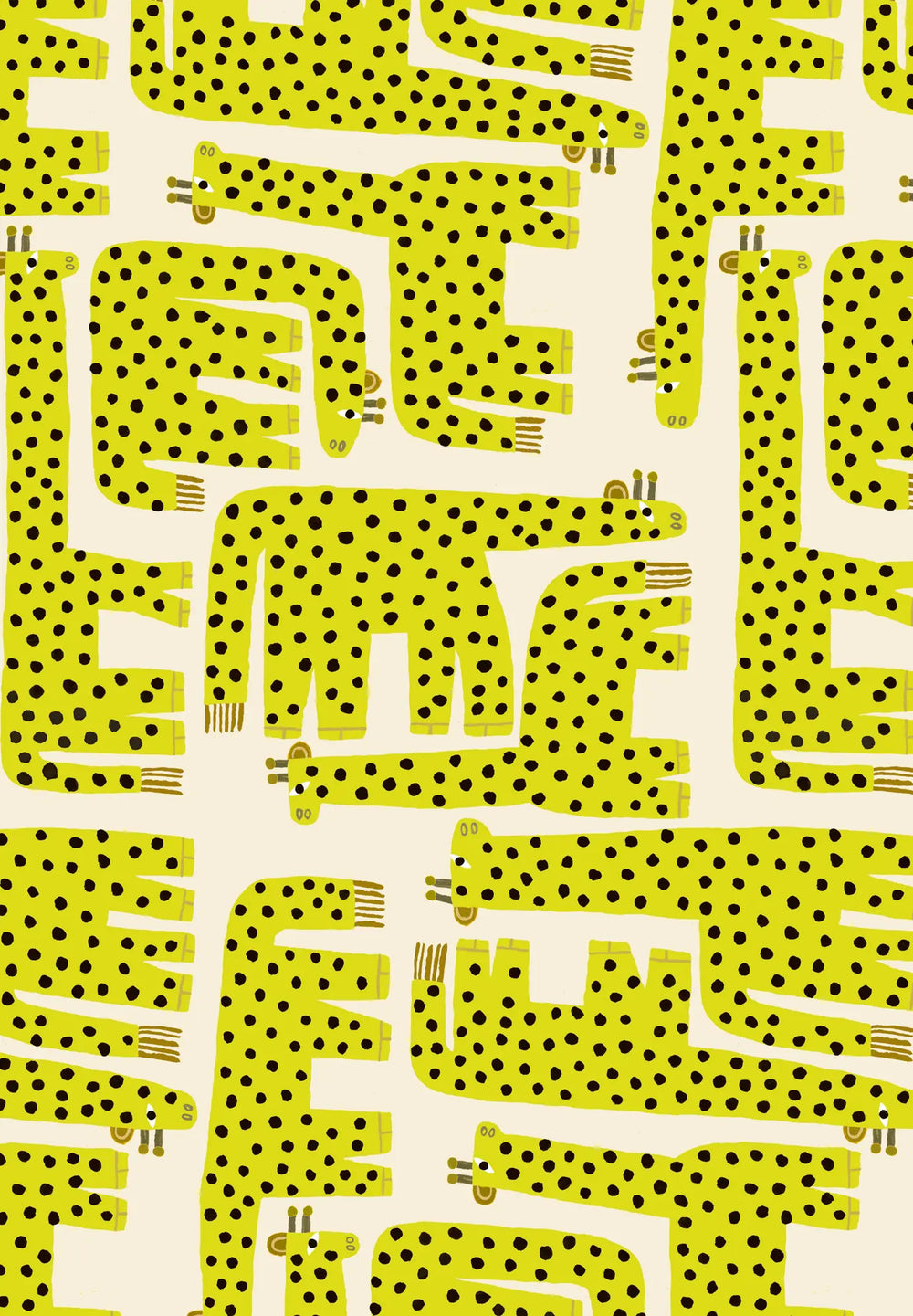 Colourful wrapping paper by Min Pin yellow and black spot giraffes