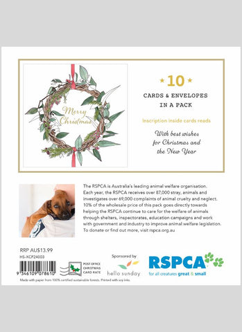 RSPCA Charity Christmas Card Pack - Christmas Wreath - back