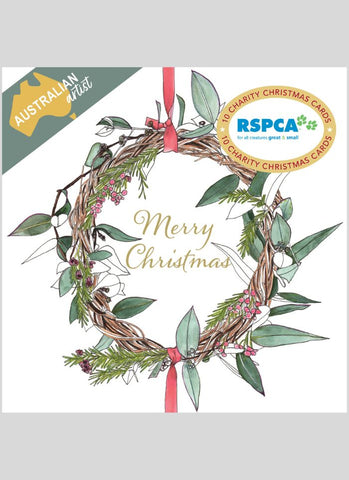 RSPCA Charity Christmas Card Pack - Christmas Wreath