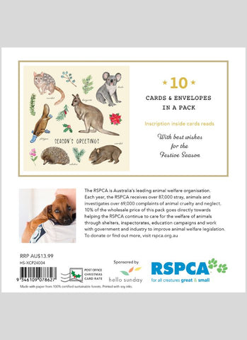 RSPCA Charity Christmas Card Pack - Australian Fauna - back