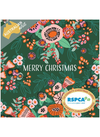 RSPCA Charity Christmas Card Pack - Christmas Flowers