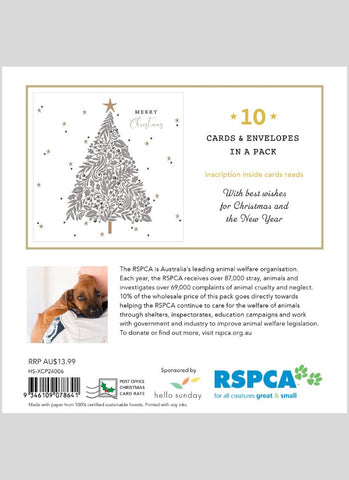 RSPCA Charity Christmas Card Pack - Christmas Tree - back