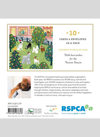 RSPCA Charity Christmas Card Pack - Playful Dogs - back