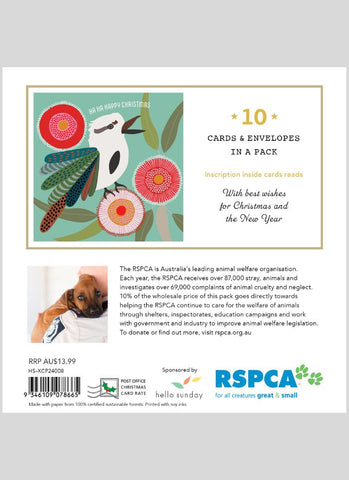 RSPCA Charity Christmas Card Pack - Kookaburra - back