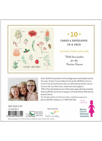 BCNA Charity Christmas Card Pack - Australian Flora- back