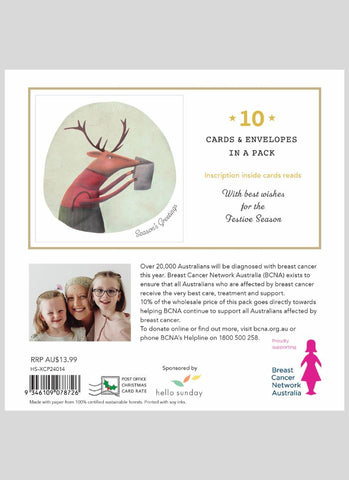 BCNA Charity Christmas Card Pack - Reindeer - back