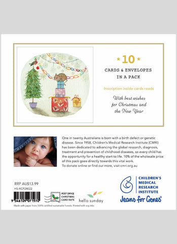 CMRI Charity Christmas Card Pack - Curious Cat - back