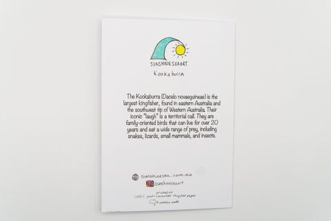 Educational poster about Kookaburra with text and logo on a white background