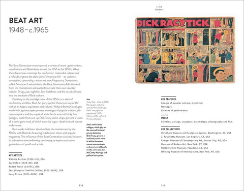 Comic strip from 'Dick Tracy' on a page with text about Beat Art and Dick Tracy, 1948-1965.