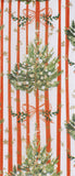 Red and white stripe paper with green Christmas trees.