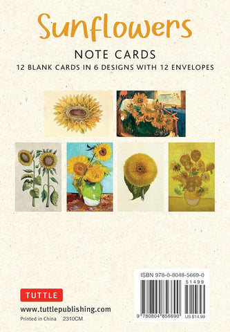 Sunflowers Note Cards - back of box
