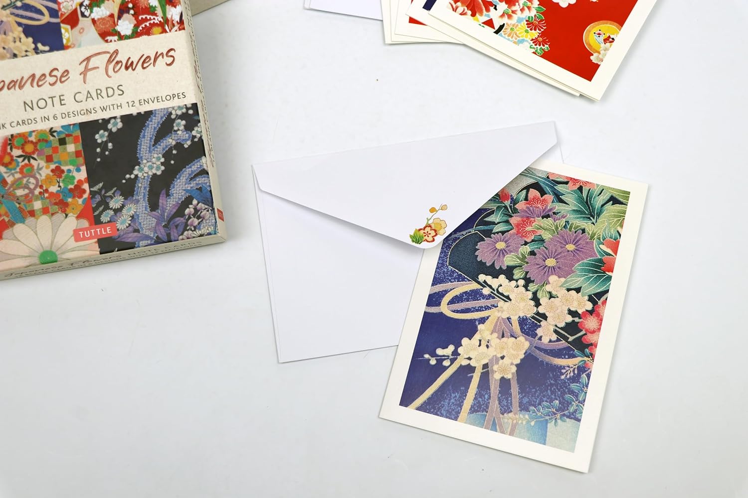 Japanese Flowers Note Cards - opened