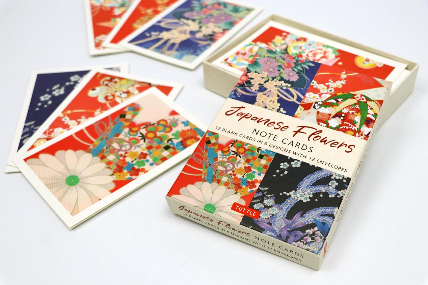 Japanese Flowers Note Cards - opened