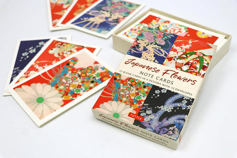 Japanese Flowers Note Cards - opened